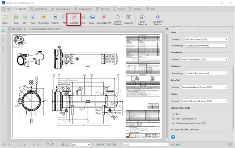 تبدیل pdf به اتوکد DXF