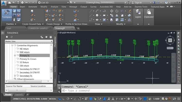 ترسیم مقطع عرضی در AutoCAD Civil 3D